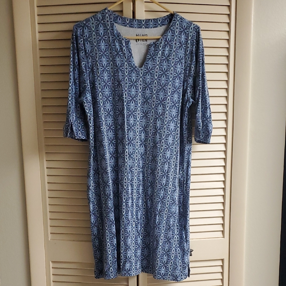 Hang Ten Blue Geometric Print Shirt